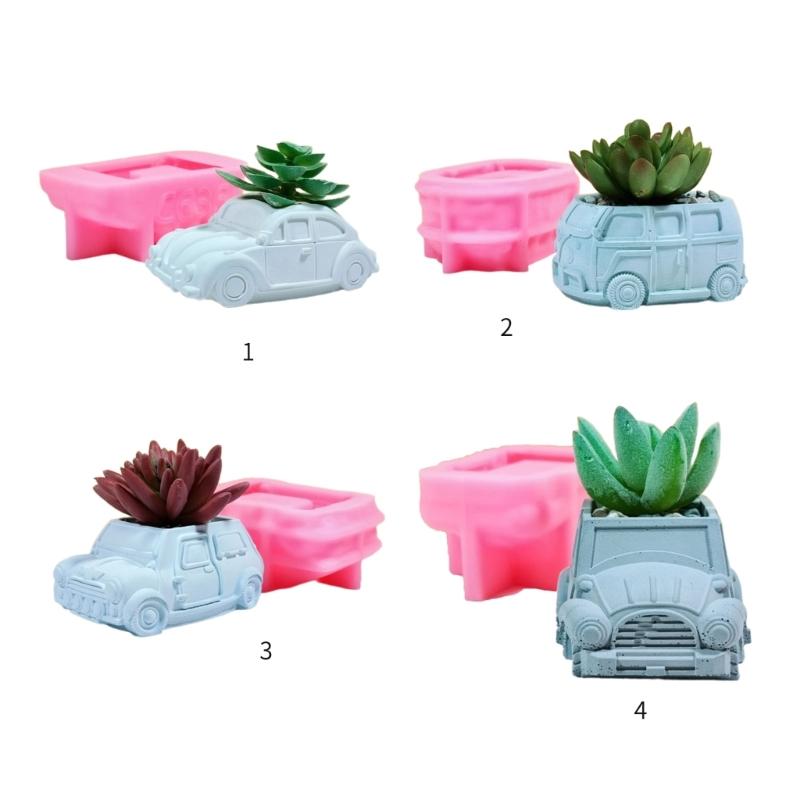 Versatile Silicone Mold Car Bus Shaped Planter Mould Creative Candle Holder Molds Home Decorations Gift for Flower Lover