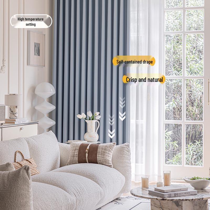 Double-Sided Cream Cotton Linen Curtains, High Shading, Bedroom Premium, Modern Simple Style
