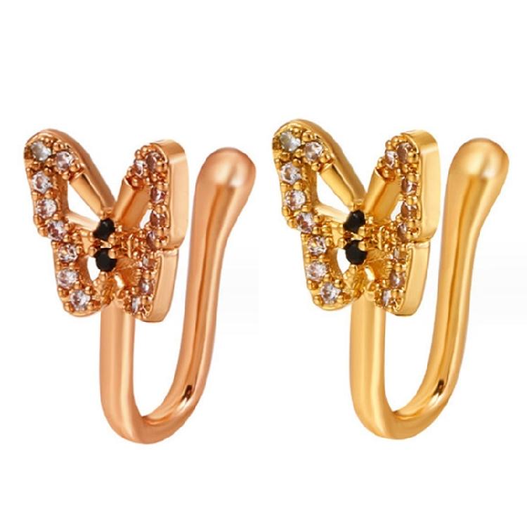 Nonpiercing Butterfly Nose Stud Elegant Butterfly Nose Clip with Diamonds Embellishment Stylish Nose Jewelry