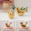 Eramic Golden Bird Figurine Set with Non-Slip Base, Decorative Bird Statues for Tabletop Shelf