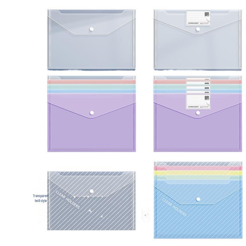 Transparent Large Capacity Snap Button File Bag for Students