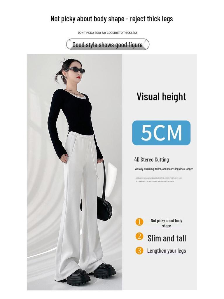 Damen Schwarze High Waist Schlankmachende Micro Flare Hose - 2025 Frühling/Sommer Freizeitsporthose