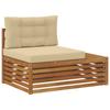 Outdoor Corner Sofa Set 3 Pieces Natural & Beige 115 X 83 X 73 Cm