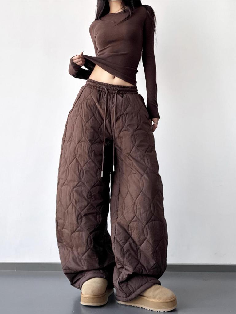 2025 Winter Korean Style Women's Warm Loose Casual Cotton Pants - Versatile, Stitch Detailed, Cold Resistant, Super Stylish.