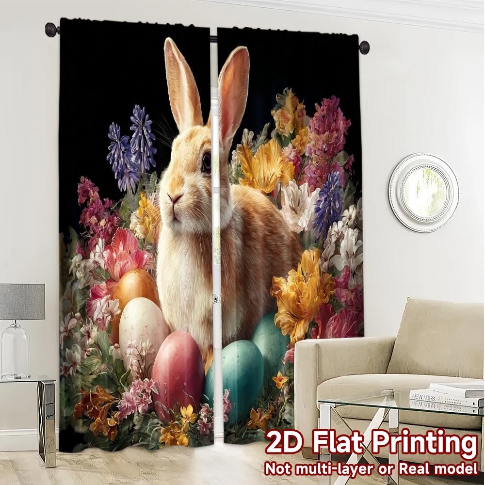 2pcs, 2D FLAT PRINTING Curtains (Without Rod) BunnySpringJoy Modern Pattern Curtains Versatile Fabric Curtains Outdoor