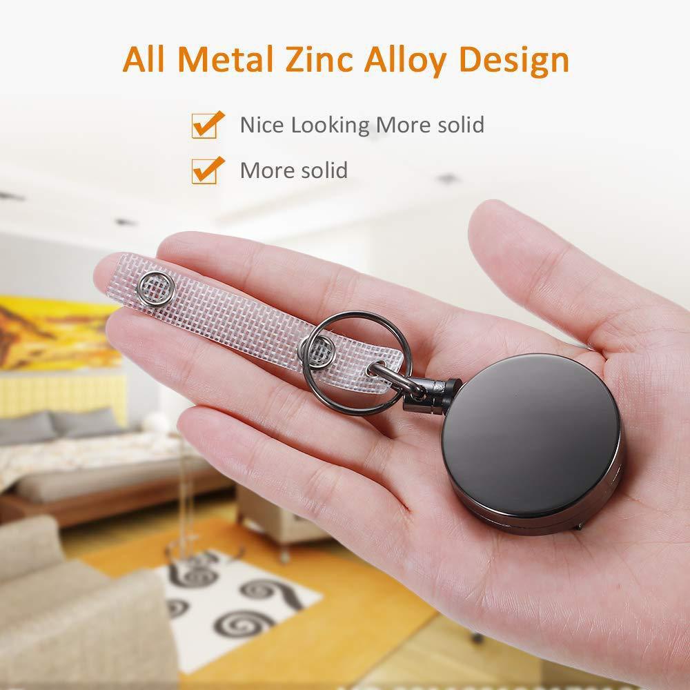 ID Lanyard Metal Zinc Alloy Pull Retractable Badge Reel Key Ring Clips Office Supplies Badge Holder Clip