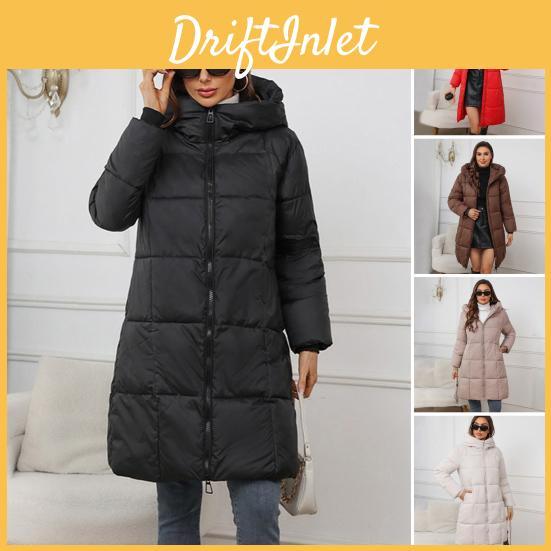 Winter With Women Jacket Hood Thickened Padded Down Coat Slim Waist Zipper