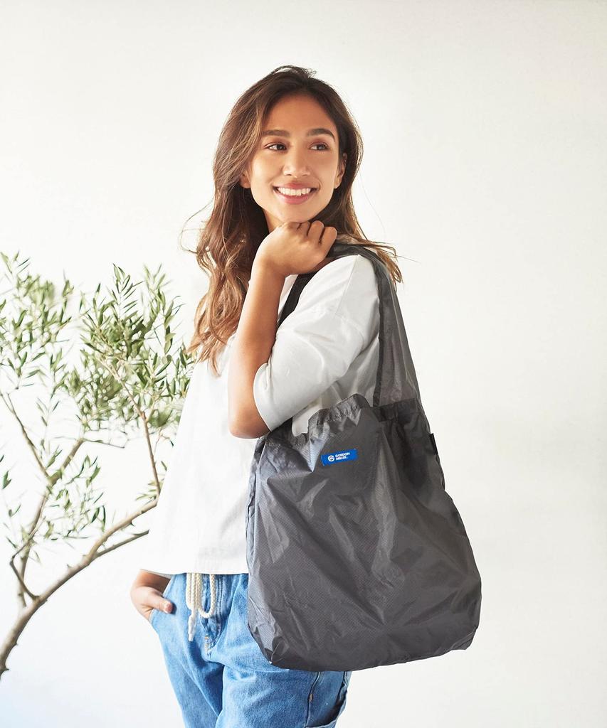 GORDON MILLER Cordura Ripstop Packable Tote Bag with Carabiner, Dark Gray, 1638901