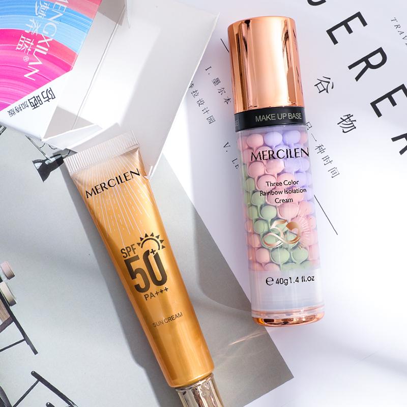 MERCILEN 2 IN 1 Rainbow Isolated + Sunscreen SPF 50+ Concealer Moisturizing Primer Brightening and Contouring