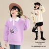 Children's Cartoon Turn-Down Collar Sweatshirt - Spring & Autumn Long Sleeve Casual Top for Girls