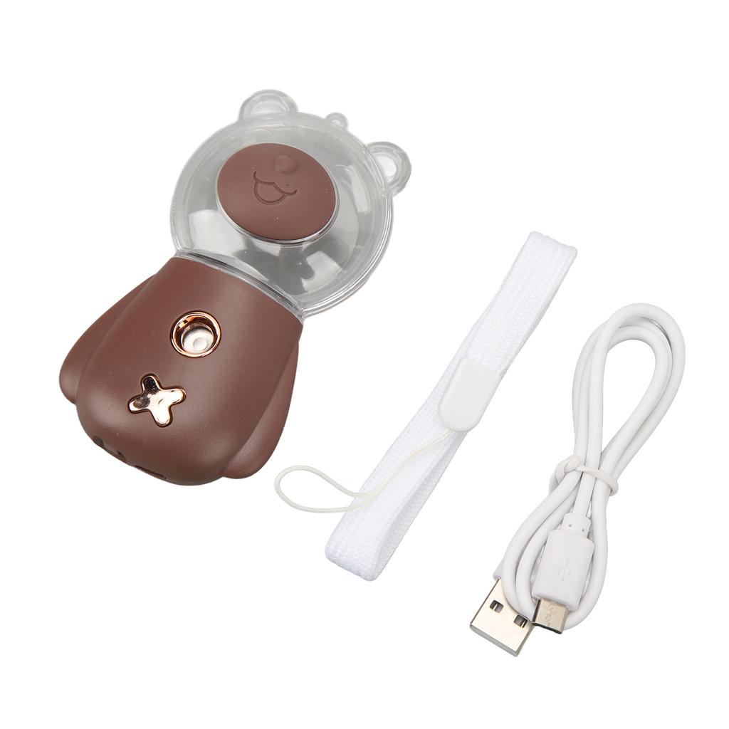 Nano Mist Sprayer Cute Bear Shape 300ML USB Humidifier Skin Moisturizing Facial Mister with Timing Brown