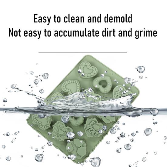 Eiswürfelform Silikon Lebensmittelqualität BPA-frei Flexibel Antihaft-Süßigkeiten Schokolade Kekse Form 9 Fächer Herz Muster Backform