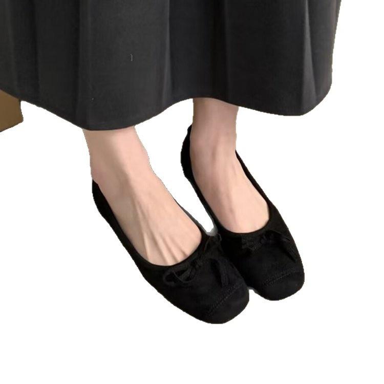 French evening breeze bow retro flat-soled ladyshoes spring new light mouth red ballet shoes
