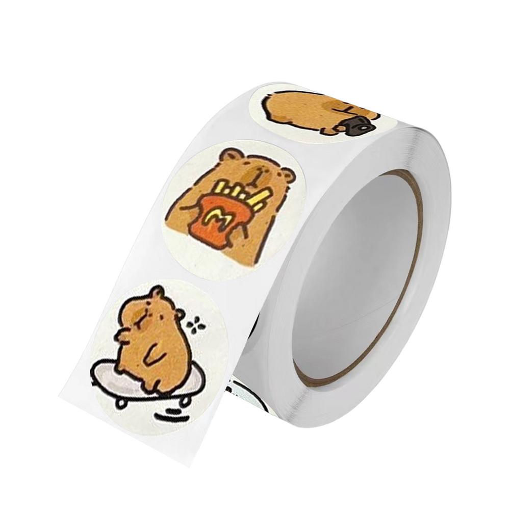 Cartoon Animal Stickers Scrapbook Capybara Self Adhesive Decal Self Adhesive Capybara Cute Brown Stickers for Water Bottle