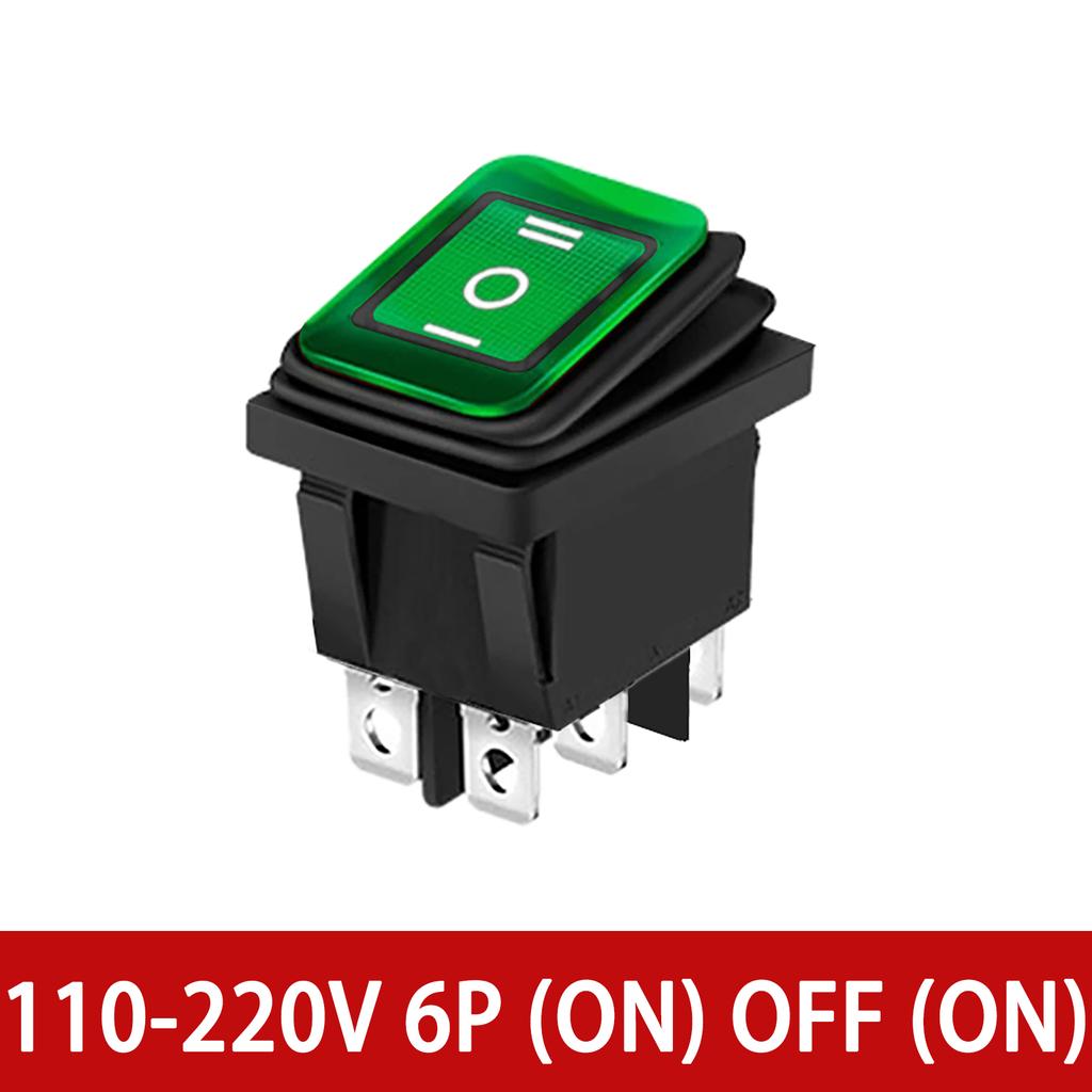 12V 24V / 110V 220V Waterproof Rocker Switch Red/Green LED Light Illuminated 4pins 2 position/6pins 3 position Toggle Switch