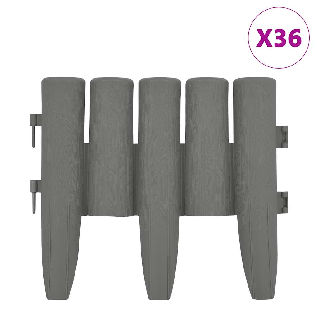 Lawn Edging 36 Pcs Grey 10 M PP