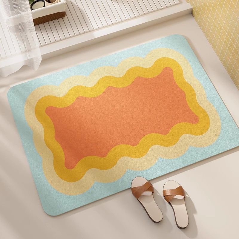 Krämfärgad Vind Diatomitlera Golvmatta Badrum Snabbtorkande Halkfri Golvmatta Badrum Vattenabsorberande Dörr Badrum Smutsavvisande Golvmatta