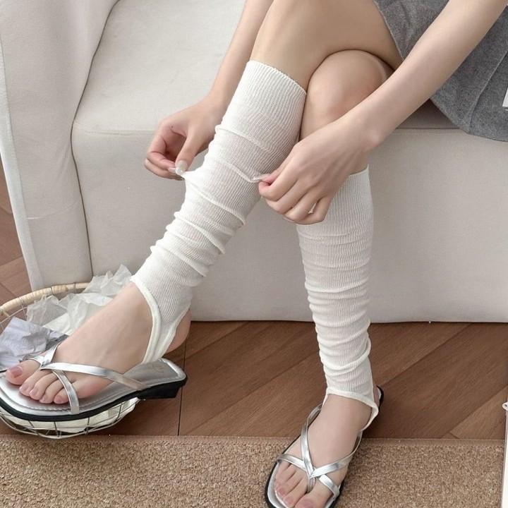 White Foot-stepping Socks Cover Women's Summer Thin Breathable Ballet Style Miu Stacking Socks Versatile Stockings Thin Calf Cover