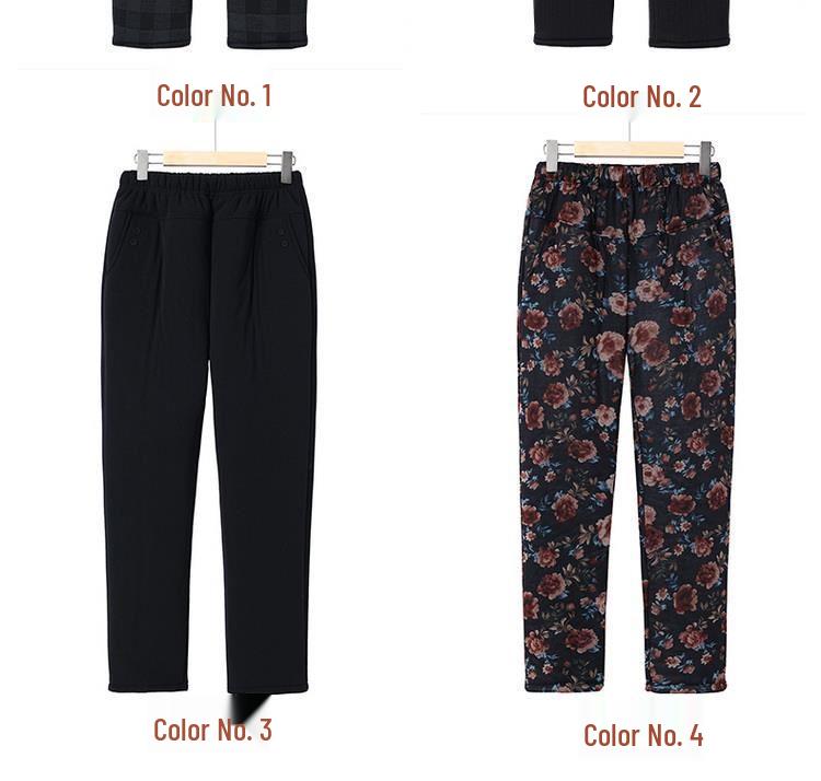 Women's High-Waist Fleece-Lined Lambswool Cotton Pants for Winter