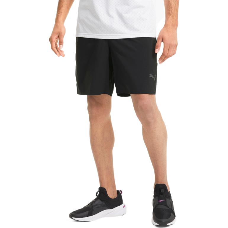 Puma Solid Color Printed Logo Drawstring Straight-Leg Shorts Men Shorts Black 520775-01