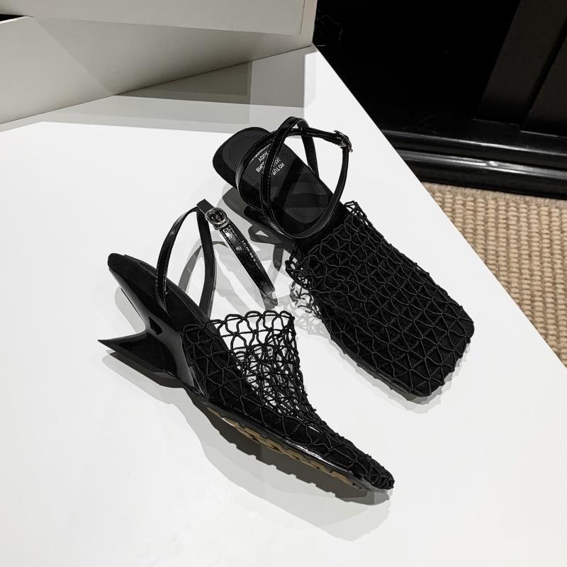 Summer Women's Sandals 2026 New Square Toe Weave Mesh Fashion High Heels Sandals 2026 New Outdoor Beach Pumps Sandalias De Mujer