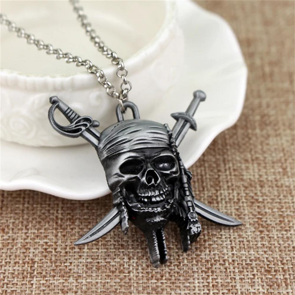 Fashion Vintage Charm Pirates Of The Caribbean Necklace Jack Sparrow's Skull Pendant Jewelry Men Women Gifts