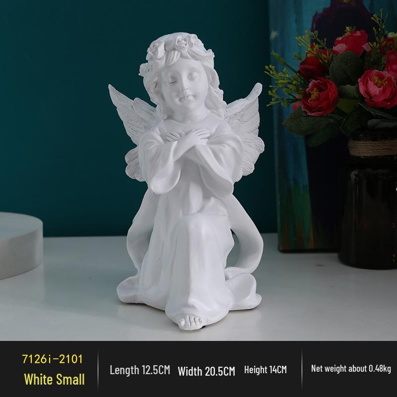 Nordic Praying Angel Resin Figurine - Cute Angel Girl Desktop and Foyer Decor