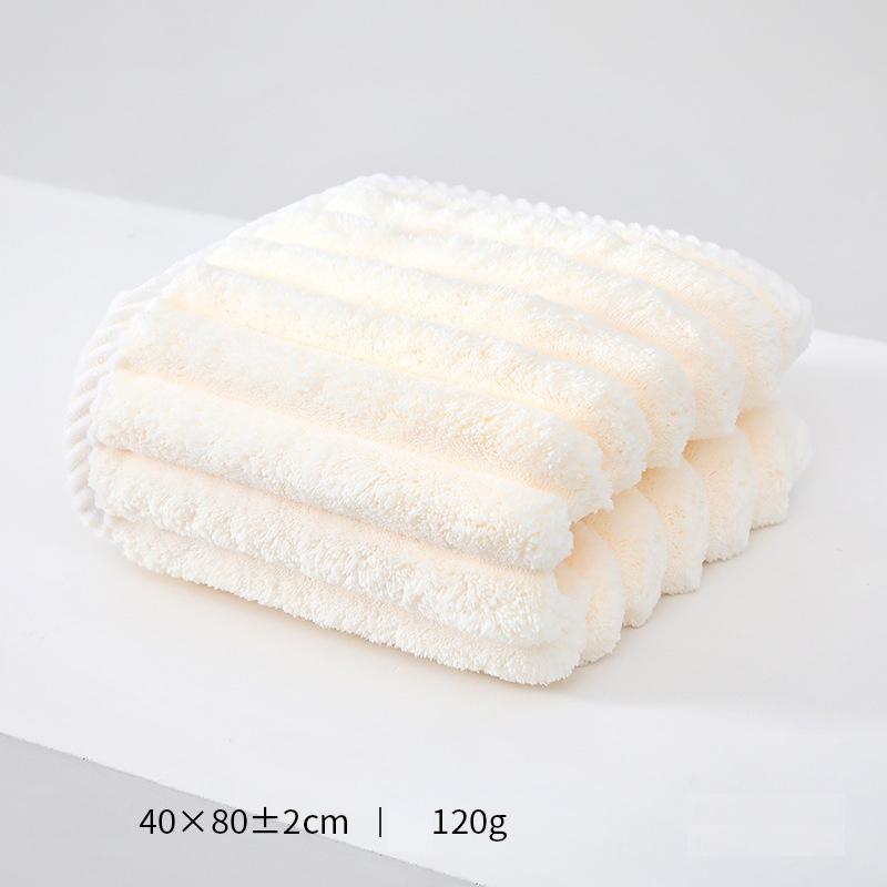 30x60cm Měkký Zesílený Pruhovaný Ručník na Obličej z Korálového Rouna Ručník na Ruce Ručník na Obličej Koupelový Ručník Silná Absorpce Vody Koupelnový Ručník