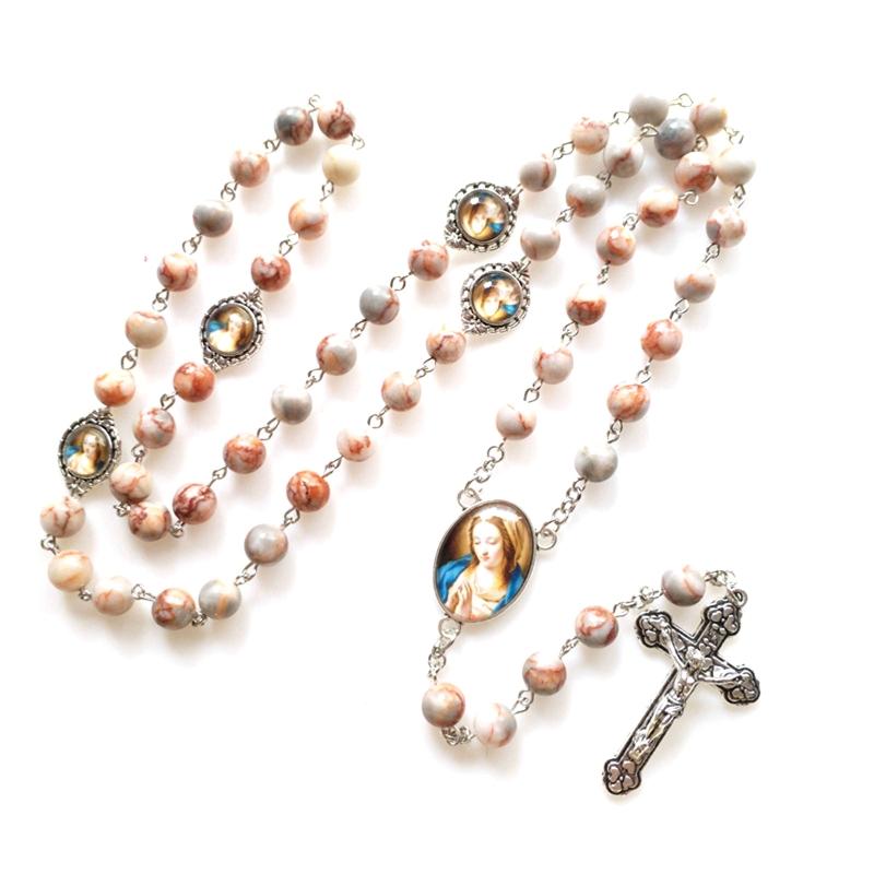 Rosary Necklace with Jesus Crucifix Medal Rosary Prayer Gifts for Women Catholic Necklace with Jesus Christ Religious 1