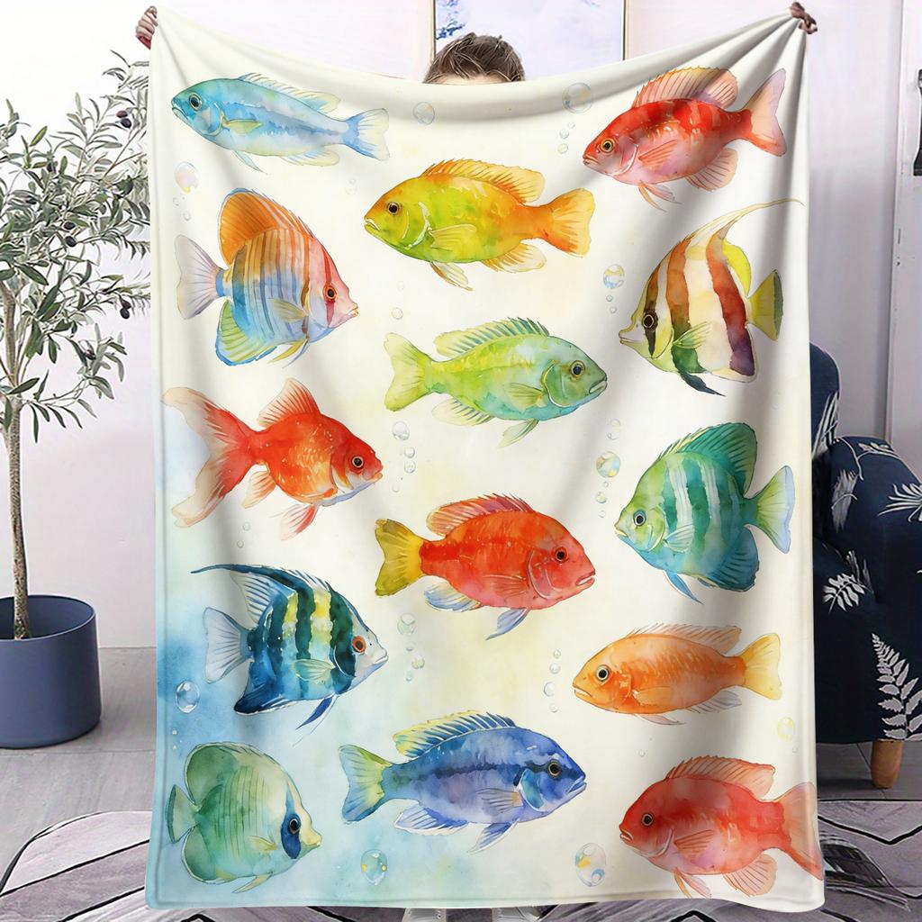 Hot Ocean Fish Soft Blanket Unique Stylish Small Cover Blanket Suitable For Bedrooms Living Rooms Dormitories Cars Offices Nap