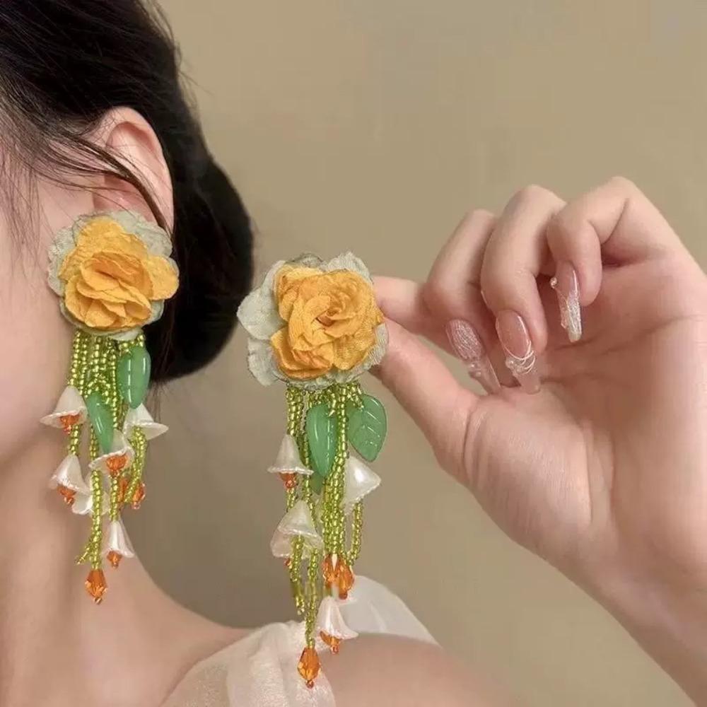 Exaggerated Flower Dangle Earrings Sweet Petals Stud Earrings Fashion Beach Earrings  Party