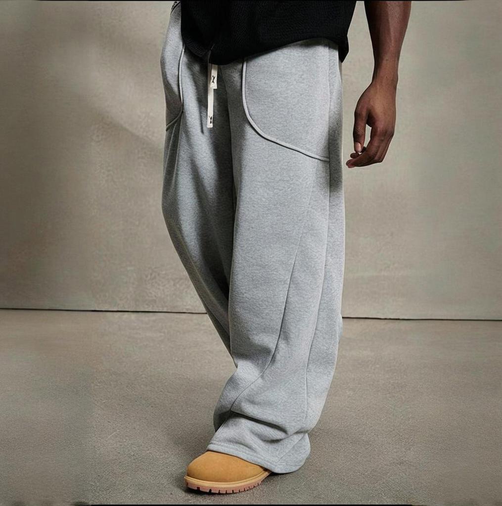 Men's Solid Color Loose Wide Leg Sweatpants Men's Casual Fashion Sweatpants