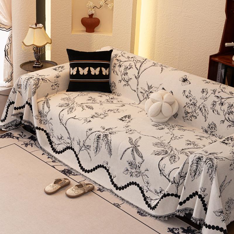 Vintage vysoce kvalitní potah na pohovku francouzského stylu odolný proti poškrábání kočkami univerzální přehoz na pohovku z ženilky