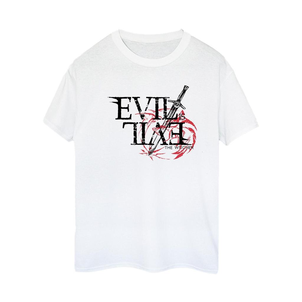 Netflix Womens/Ladies The Witcher Evil Is Evil Cotton Boyfriend T-Shirt