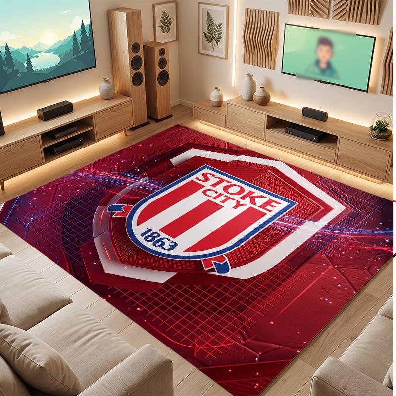 Southampton Football Print Crystal Velvet Rug, Comfortable Water Absorbent Non Slip Indoor Floor Carpet