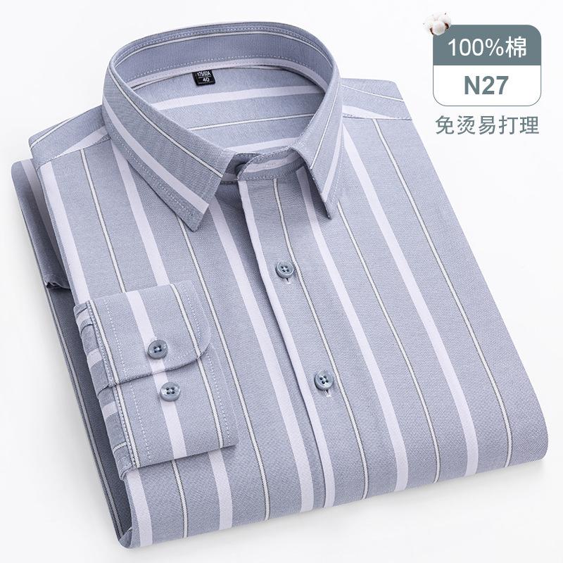 Big Size 11XL 10XL 9XL 8XL 100 Cotton Long Sleeve Shirt for Men Pocket Oxford Striped Casual Shirt Men Long Sleeve Slim Fit