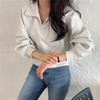 2024 Autumn Women's Korean Style Letter Print Lapel Pullover Hoodie - Loose Artistic Casual Jacket Top