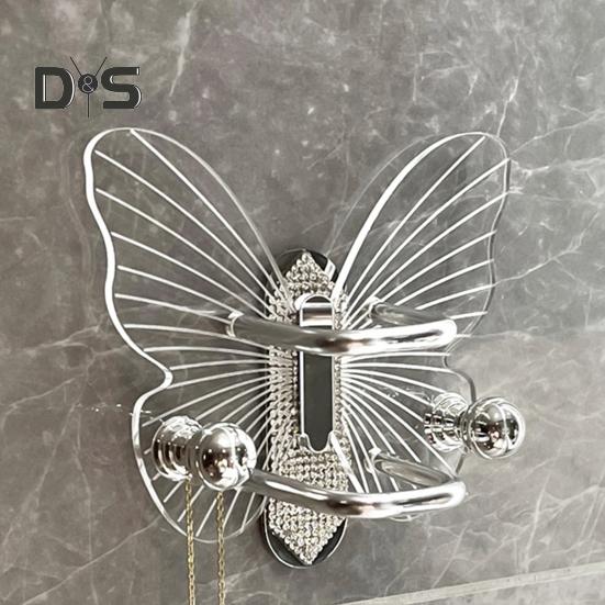 Transparenter Haken Starke Tragfähigkeit Schmetterlingsform Einfache Installation Selbstklebender Schlüsselhandtuchhaken Lagerregal