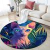 Sphynx Cat In Grass,Round Area Rug,Carpet Rug for Living Room Bedroom Sofa Playroom Decor,Non-slip Floor Mat