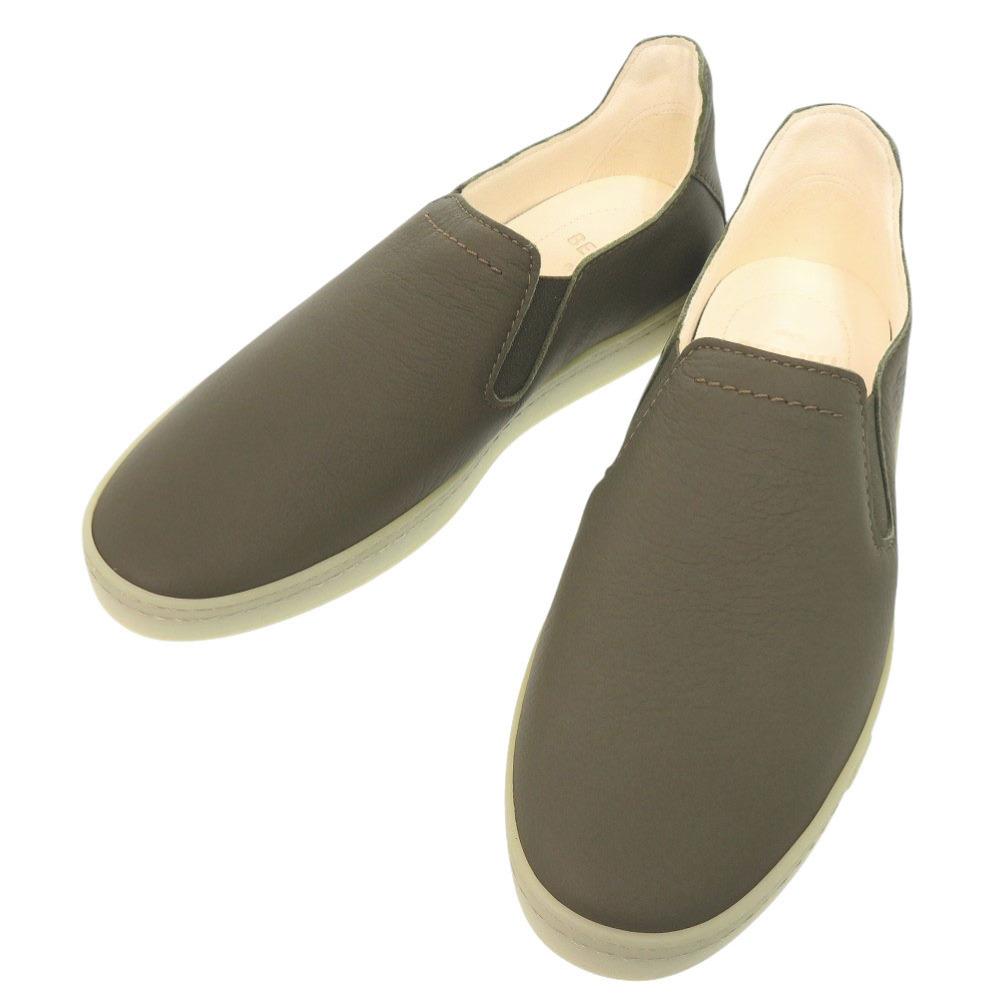 Used AUTHENTIC BERLUTI Slip-on Eden Calligraphy khaki Leather