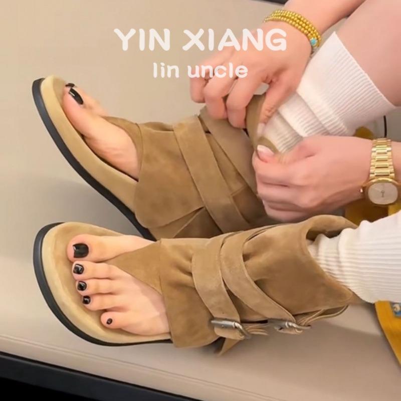 Cowhide version leather toe cool boots women's platform flip-flops women's shoes summer wear fashion retro sandals women's models