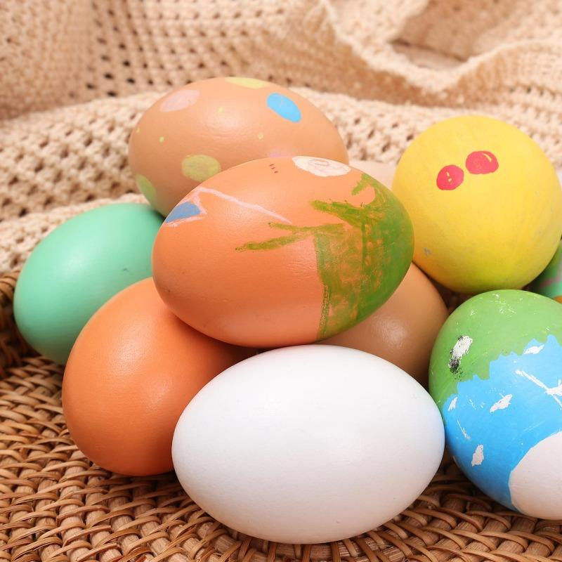 1/10x Wooden Simulation Egg DIY Creative Art Made Unfinished Painted Eggs Party Festival Decoration Children Educational Toys
