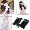 Women's Fashion Winter Warm Imitation Rabbit Hair Faux Leather Fingerless Gloves