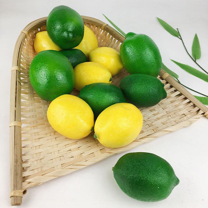 5Pcs Yellow/Green Artificial Fake Lemons Realistic Faux Fruits Photography Props For Home Kitchen Table Decoration