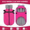 AOFITEE Dog Jacket with Harness Built in, Waterproof Dog Coat for Small Dogs, Warm Fleece Pet Puffer Vest with Zipper on Back & Furry Collar,