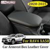 LINNUNU Car Armrest Box Cover Leather Pad Auto Interior Protect Accessories For Toyota RAV4 XA50 2024 2025