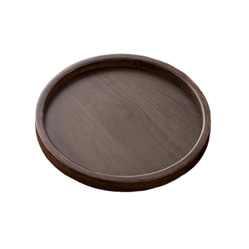 Walnut Wood Grain Round Serving Tray