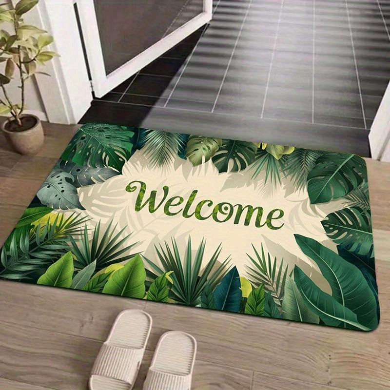 VIKAMA Bohemian Tropical Plant Welcome Mat Non-Slip Machine Washable Bathroom Kitchen Porch Carpet Home Decoration