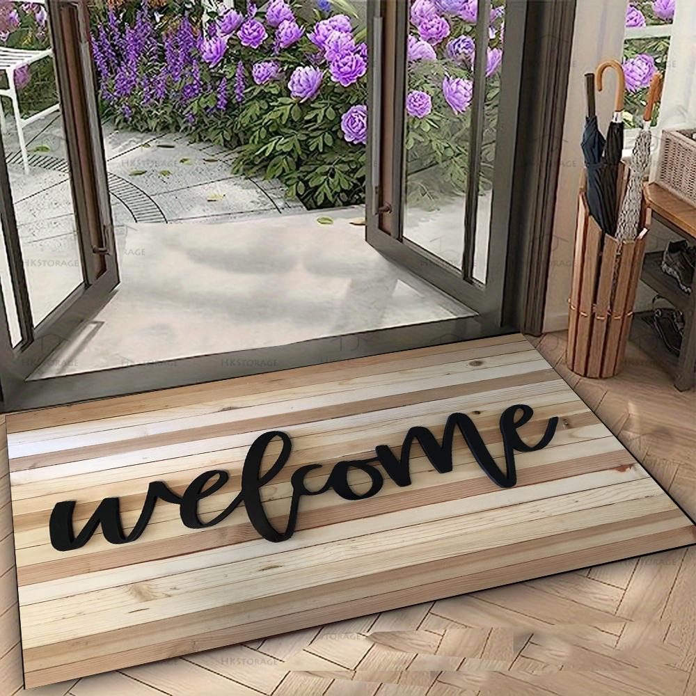 Welcome Pattern Door Mat Various Styles with Different Backgrounds Fonts NonSlip Floor Mat for Home Entrance Decor