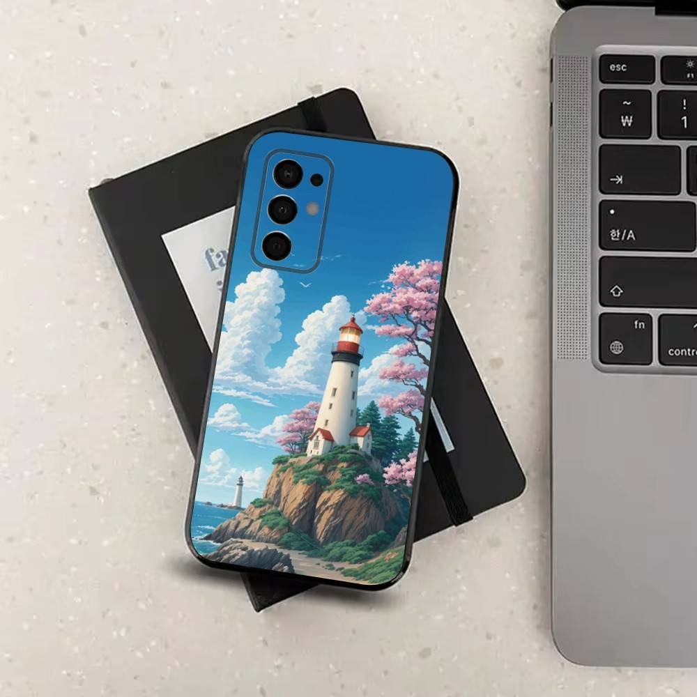 Anime Lighthouse Case For Samsung Galaxy A73,52,71,22,Note,31,8,9,53,32,72,41,J7,Soft Black Silicone Cover